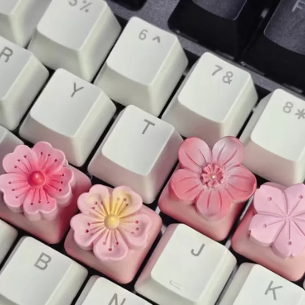 Cute Artisan Pink Flower Pink Kawaii Keycap for OEM Mechanical Keyboard
